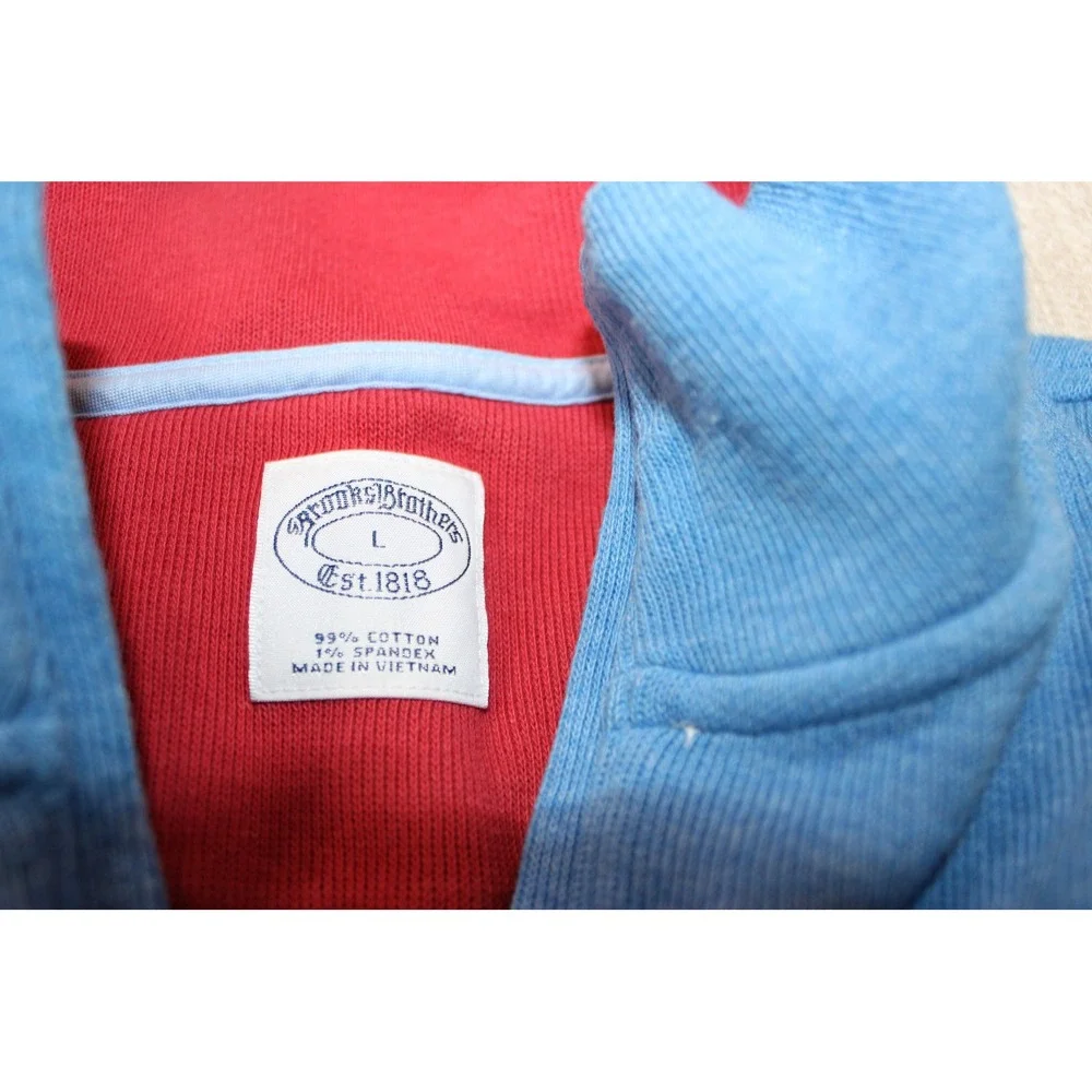Brooks Brothers mens Ribbed French Terry Half-zip Pullover Sweater Large Blue